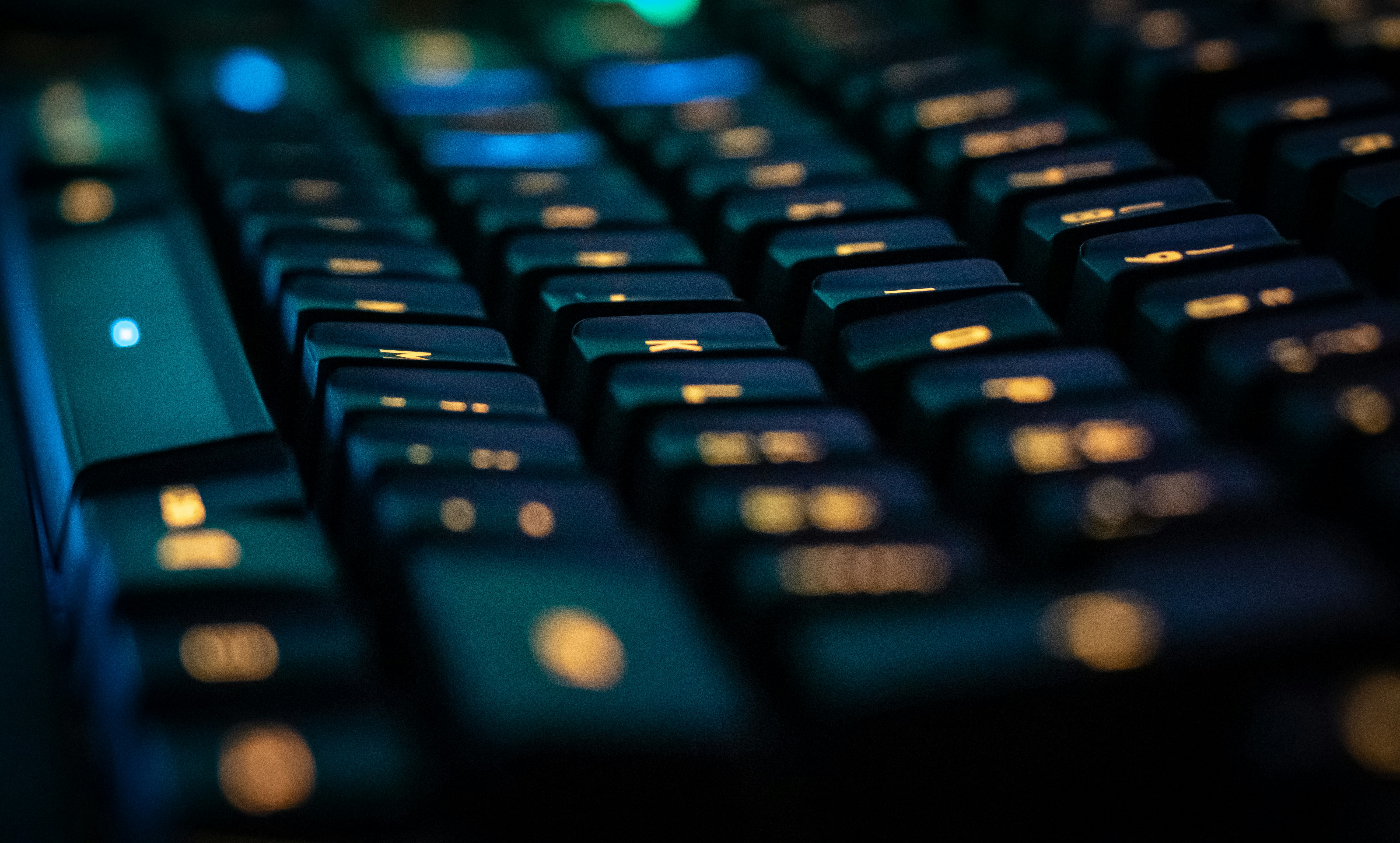 Black computer keyboard with backlit keys