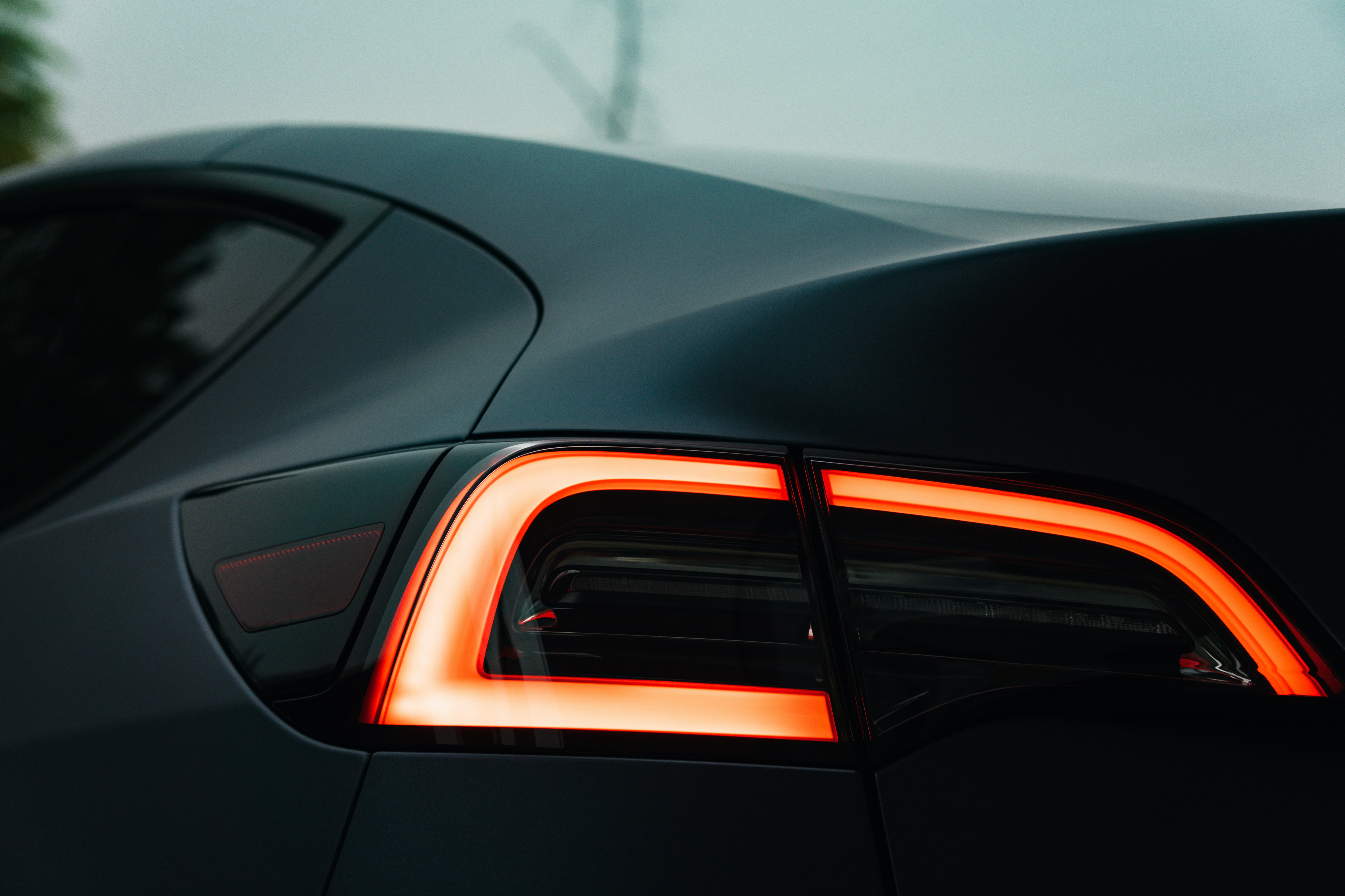 Matte dark gray Tesla Model Y back light
