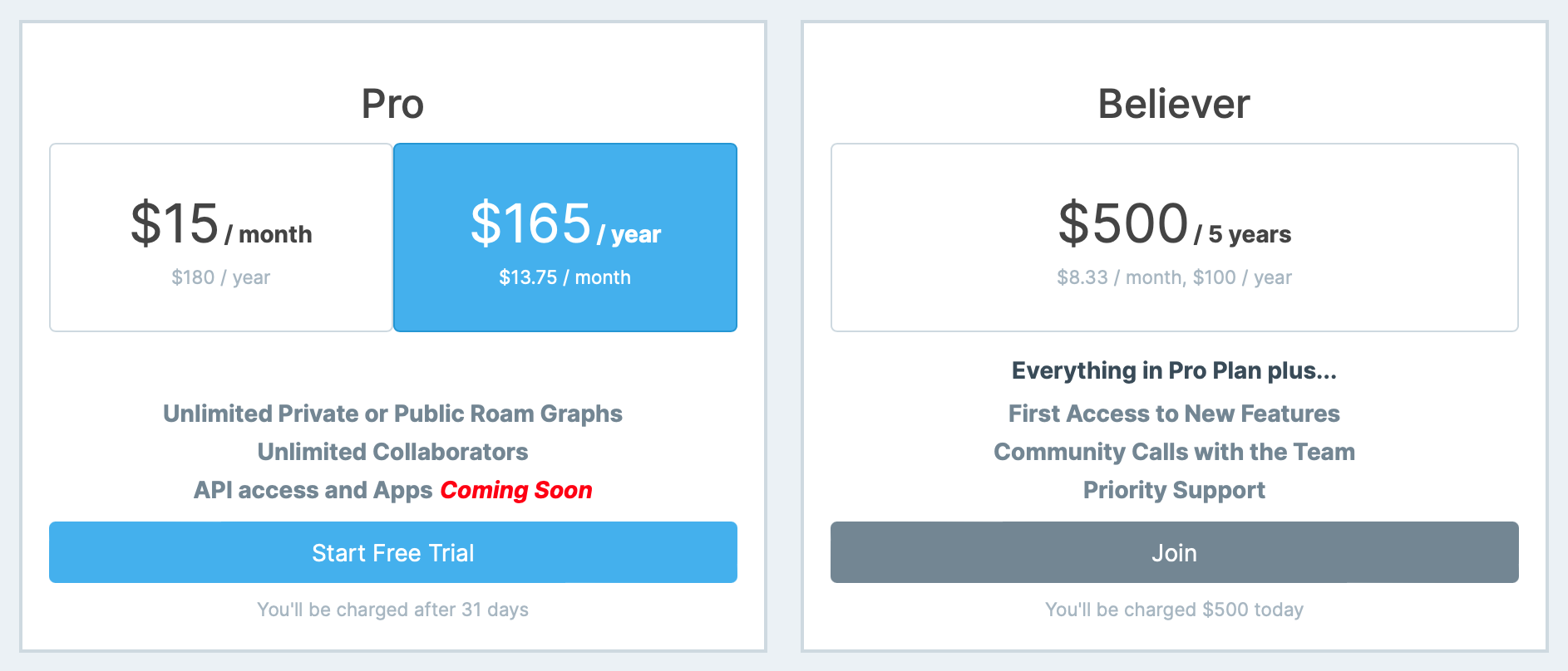 Roam Research pricing (2024)